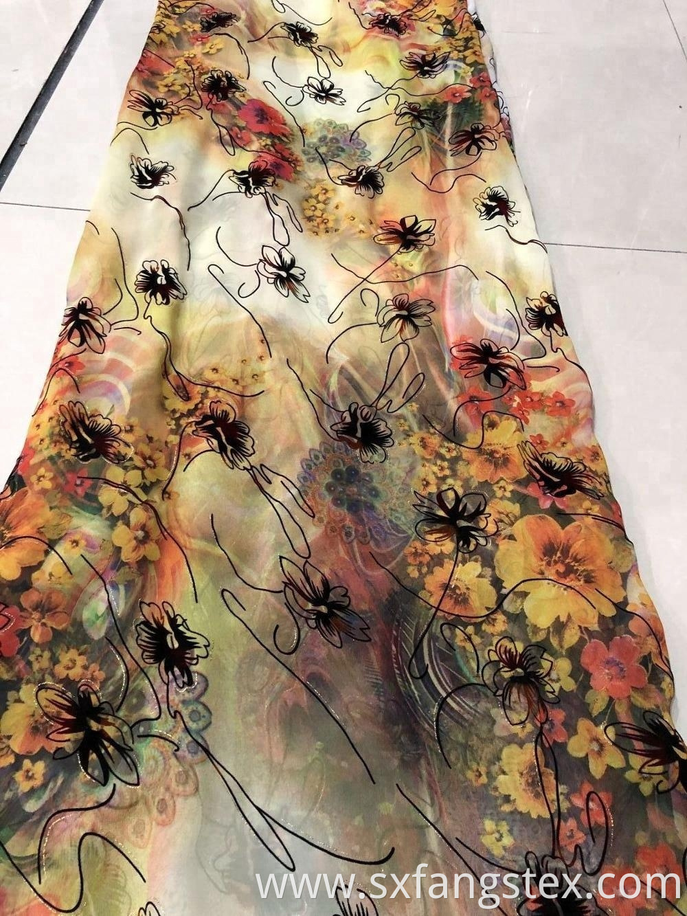 Hot Sale Cheap Polyester Chiffon Embroidered Abaya Fabric 2